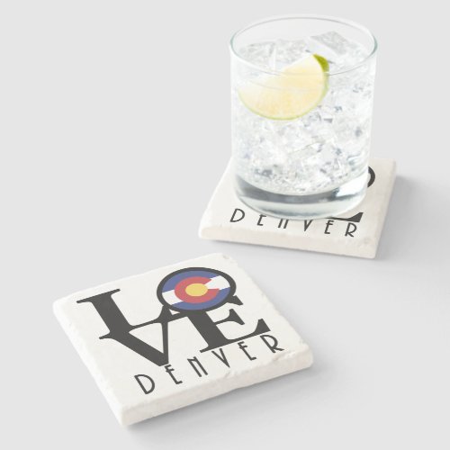 LOVE Denver Colorado  Stone Coaster