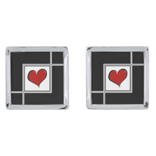 Love design silver cufflinks