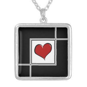 Love design silver plated necklace