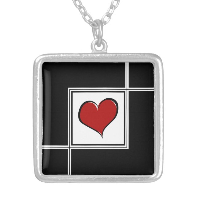 Love design silver plated necklace (Front)