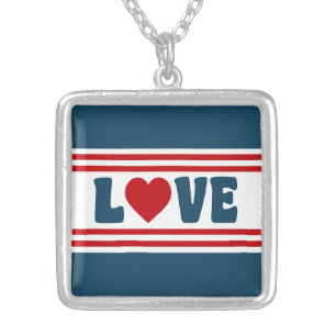 Love design silver plated necklace