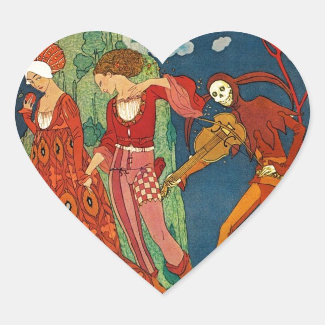 LOVE,DESIRE AND DEATH Deco Valentine's Day Heart Heart Sticker (Front)