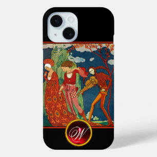 LOVE ,DESIRE AND DEATH RED GEM STONE MONOGRAM iPhone 15 CASE