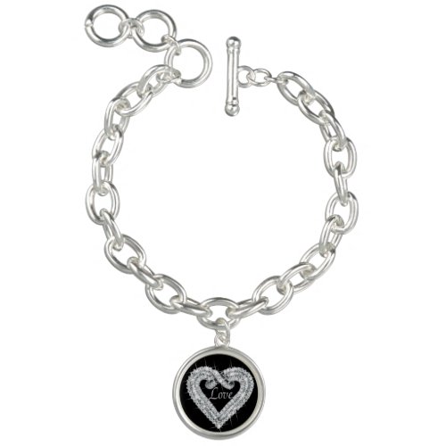 Love Diamond Heart Charm Bracelet