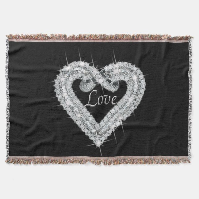 Love Diamond Heart Throw Blanket (Front)
