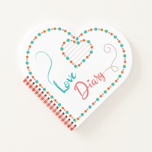 Love Diary in Heart Shaped Notebook