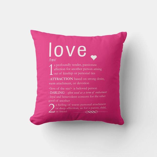 Love Dictionary Definition Valentine Typography Throw Pillow (Front)