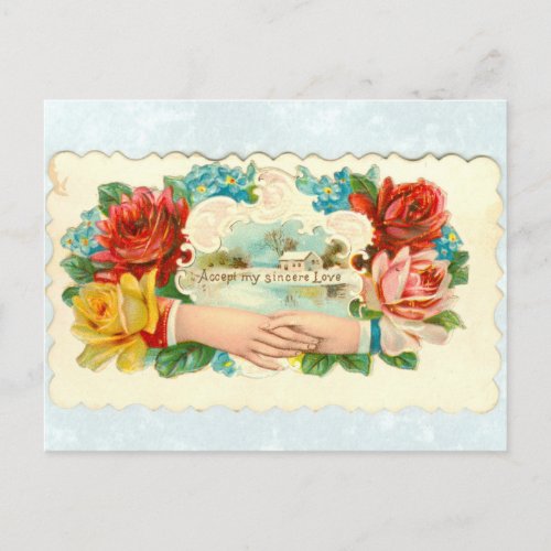 Love die_cut with hands  roses postcard