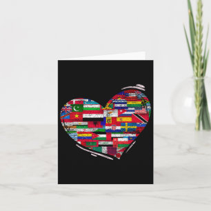 Love Diversity National Flags Heart Earth Day  Card
