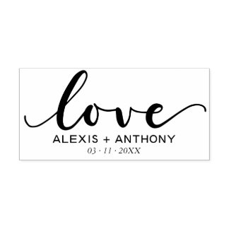 Love - DIY wedding favor rubber stamp personalized