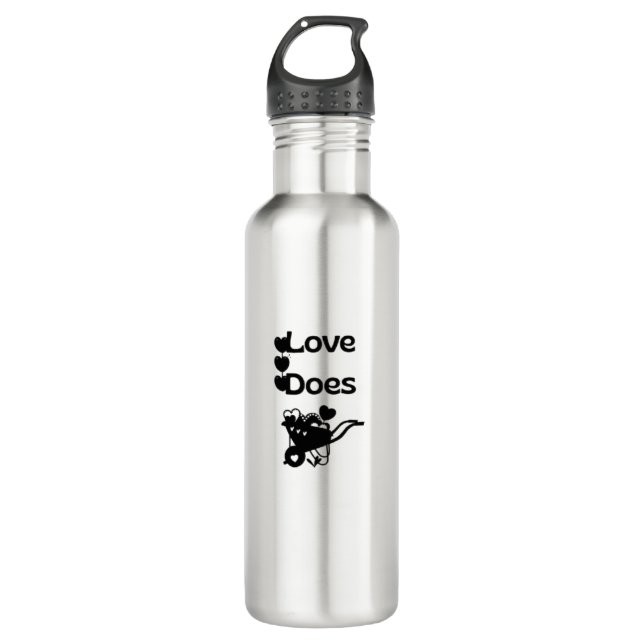 love does stainless steel water bottle (Front)