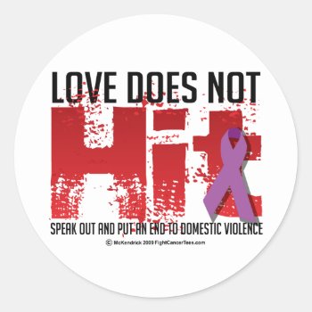Love Doesn't Hit Classic Round Sticker by fightcancertees at Zazzle