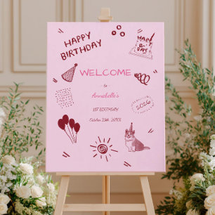 Love Dog 1st Birthday – Cute Puppy, Balloons Foam Board
