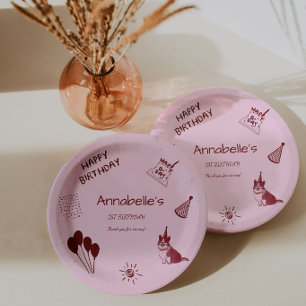 Love Dog 1st Birthday – Cute Puppy, Balloons Paper Plates