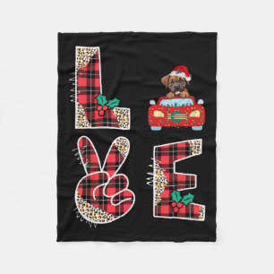 Love Dog Boxer Riding Red Car Christmas Sweater Fo Fleece Blanket