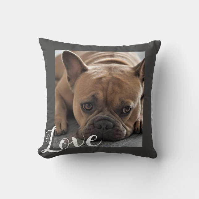 love dog custom add your photo and text   throw pillow (Front)