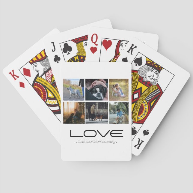 Love Dog Family Portrait Collage Design Poker Cards (Back)