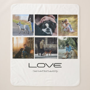 Love Dog Family Portrait Collage Design Sherpa Blanket