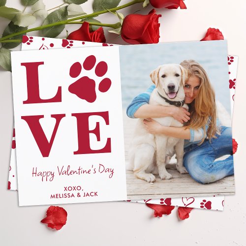 LOVE Dog Lover Custom Pet Photo Valentines Day  Holiday Card