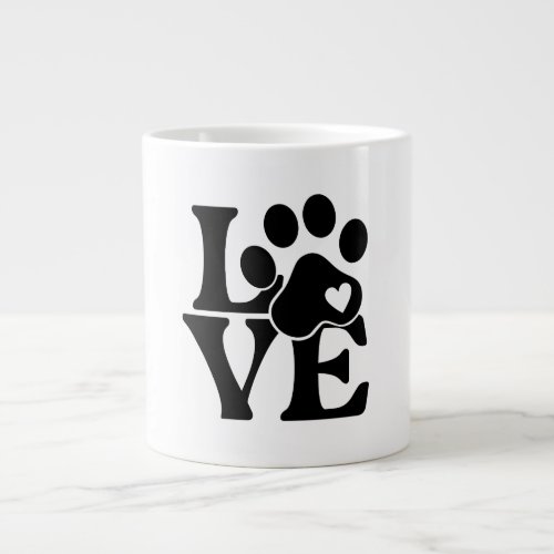 Love Dog Paw Print Giant Coffee Mug