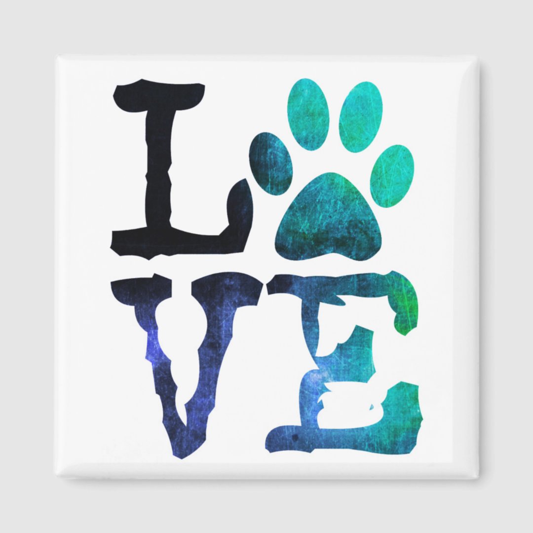 Love, Dog Paw Print Magnet | Zazzle