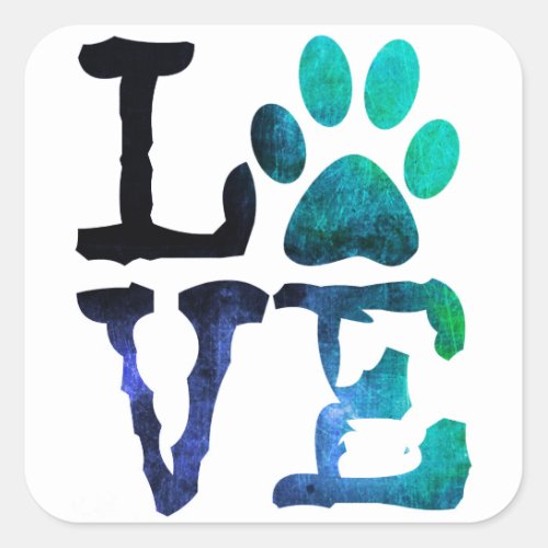 Love Dog Paw Print Sticker