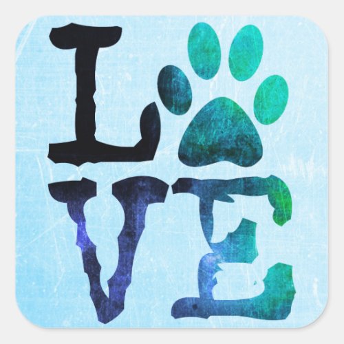 Love Dog Paw Print Sticker