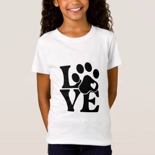 Love Dog Paw Print T_Shirt