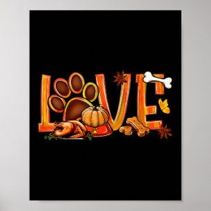 Love Dog Paw Print Turkey Pumpkin Fall Autumn Than
