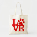Love Dog Paw Word Art Tote Bag at Zazzle