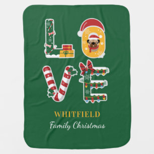 LOVE Dog Personalized Christmas Matching Family Baby Blanket