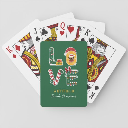 LOVE Dog Personalized Christmas Matching Family Poker Cards