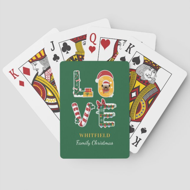 LOVE Dog Personalized Christmas Matching Family Poker Cards (Back)