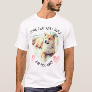 Love dog photo heart shape text and pink hearts T-Shirt
