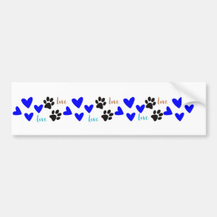 Love Dogs Hearts and Paws Bumper Sticker