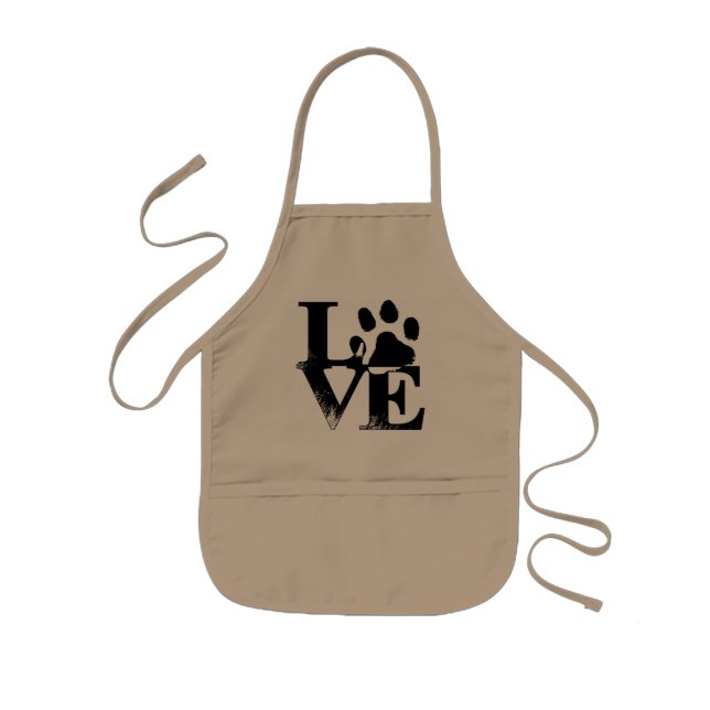 love-dogs-paw-print-pet-animal kids' apron (Front)