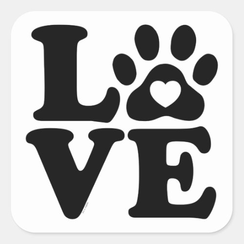 Love Dogs Paw Print Square Sticker