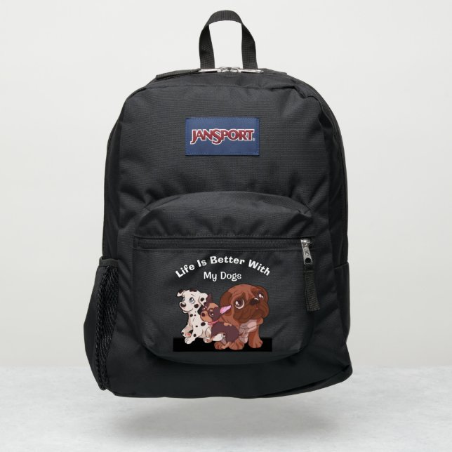 Love Dogs Puppy Pet Personalize  JanSport Backpack (Front)
