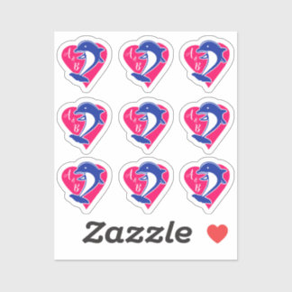 Love dolphin heart sticker
