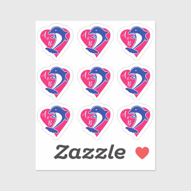 Love dolphin heart sticker (Sheet)