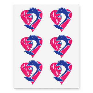 Love dolphin heart temporary tattoos