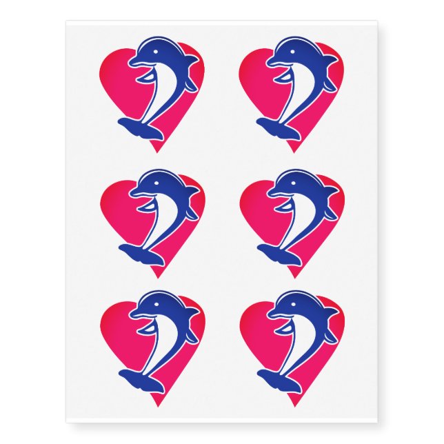Love dolphin heart temporary tattoos (Front)