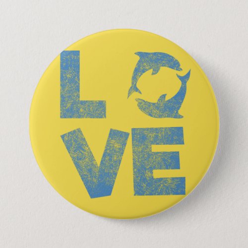LOVE Dolphins T_Shirt Vintage distressed Button