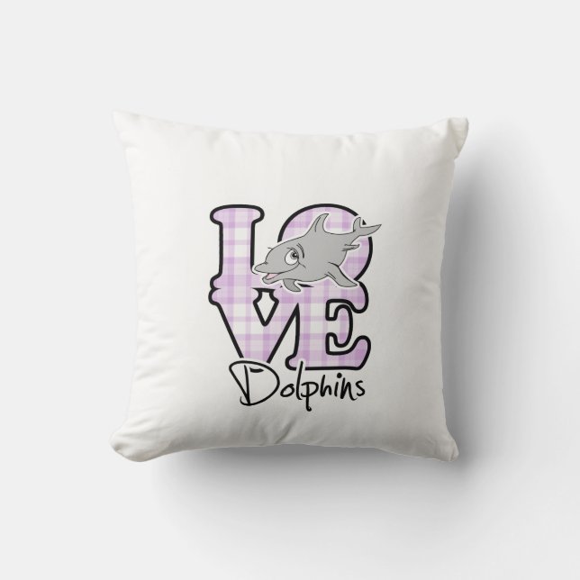 Love Dolphins Throw Pillow (Front)