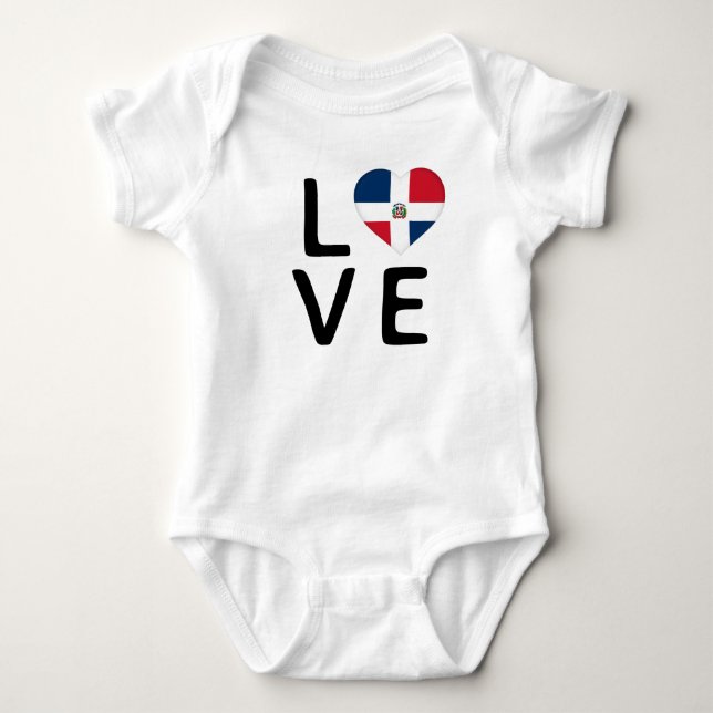 Love - Dominican Republic Flag Baby Bodysuit (Front)