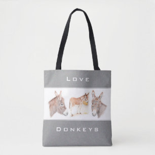 Love Donkeys Gray Tote Bag