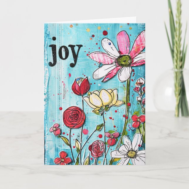 *~**~ LOVE Doodle Art Colorful Whimsical Flower Thank You Card (Front)