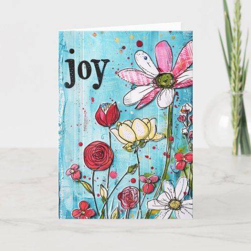 *~**~ LOVE Doodle Art Colorful Whimsical Flower Thank You Card