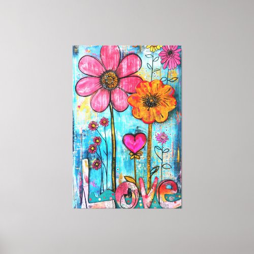 *~* LOVE Doodle – Colorful Whimsical Flower Art  Canvas Print
