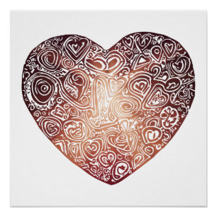 Love Doodle Heart Abstract Art Poster